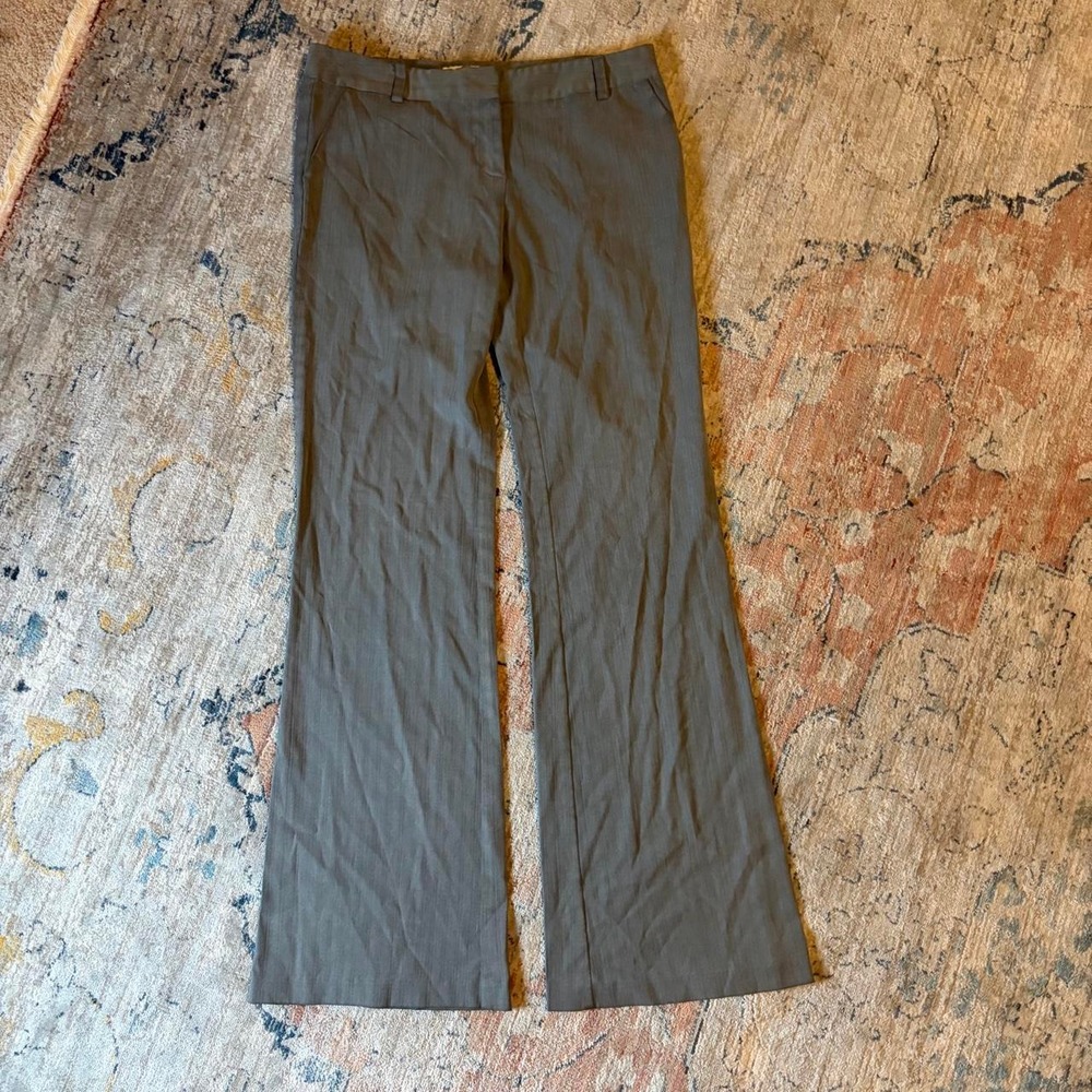 XXI Y2K Low Rise Khaki Gray Striped Linen Wide Leg Pants Trousers 30 Waist